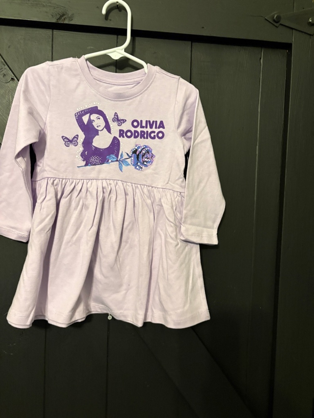 Olivia Rodrigo Lavender Graphic Long-Sleeve Kids Dress